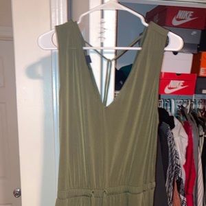 Navy Green Open Back Romper Woman Size Large